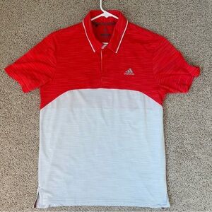 Adidas Men's Golf Shirt Red/Orange and White